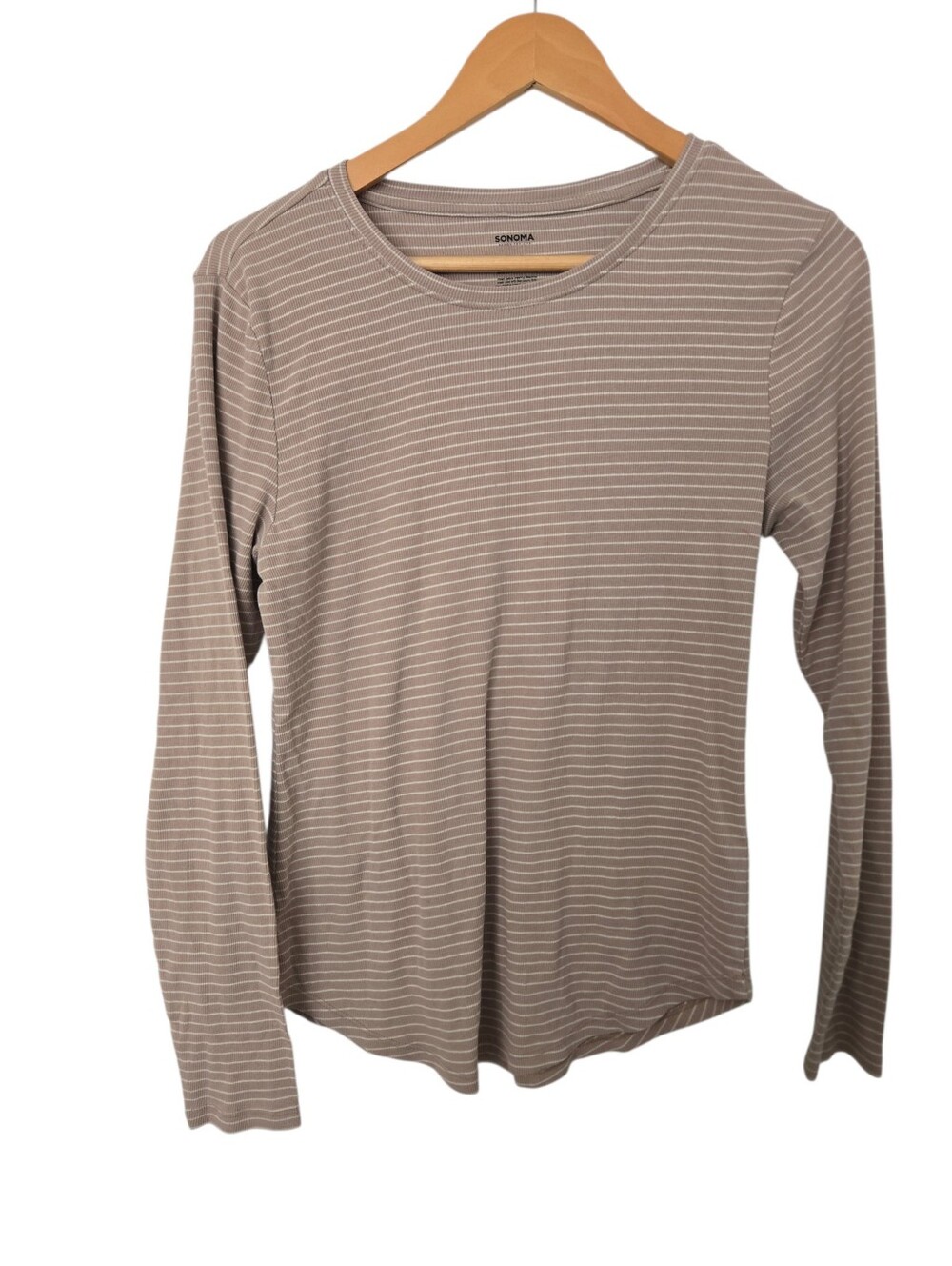 🤎 Sonoma Goods For Life Striped Ribbed Long Sleeve Top Size Large